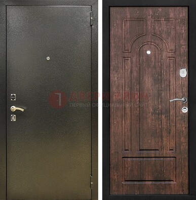Темно-серая металлическая дверь с порошковым покрытием и МДФ коричневая ДП-292 в Белгороде