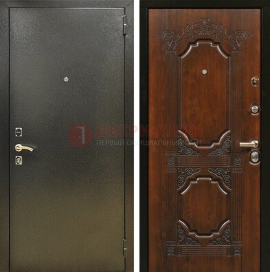 Входная дверь Темное серебро с порошковым покрытием и МДФ с узором ДП-293 в Твери
