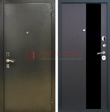 Входная темная дверь с порошковым покрытием и МДФ со стеклом ДП-294 в Твери