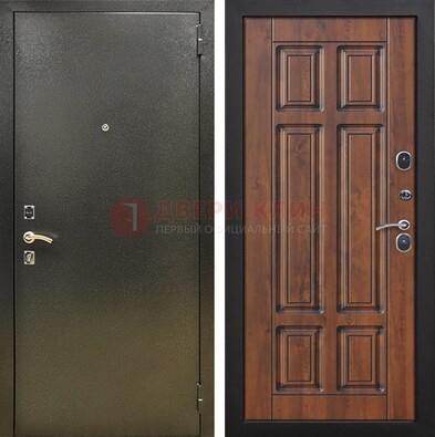 Металлическая входная темная дверь с порошковым напылением и МДФ ДП-299 в Твери
