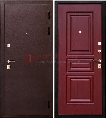 Бордовая входная дверь с порошковым окрасом ДП-36 в Электрогорске