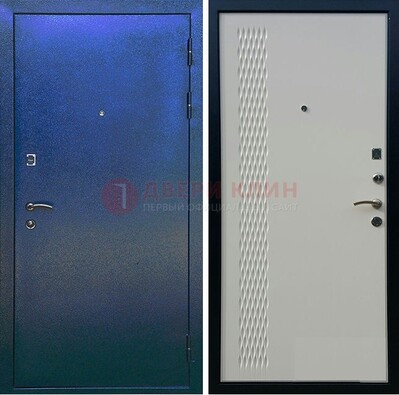 Синяя железная дверь с порошковым напылением ДП-49 в Пензе