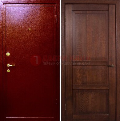 Красная железная дверь с порошковым окрасом ДП-58 в Твери