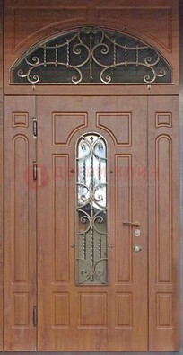 Одностворчатая парадная дверь Винорит со стеклом и ковкой ДПР-105 в Твери