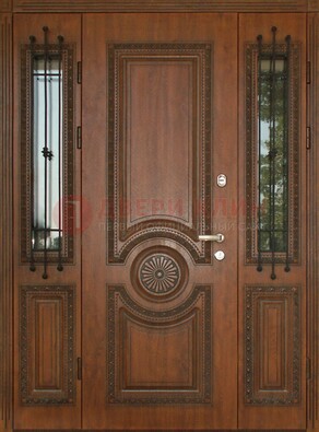 Парадная распашная стальная дверь Винорит со стеклом ДПР-106 в Твери