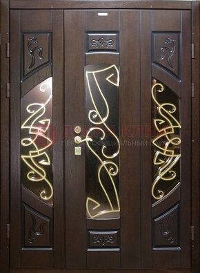 Парадная дверь со стеклом и ковкой ДПР-1 в каркасный дом в Смоленске