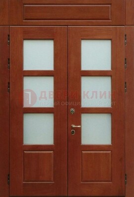 Металлическая парадная дверь со стеклом ДПР-69 для загородного дома в Твери