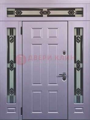 Филенчатая железная парадная дверь с фрамугами ДПР-82 в Твери