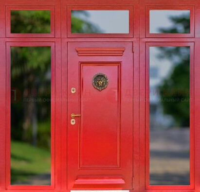 Красная парадная дверь для частного дома ДПР-88 в Твери