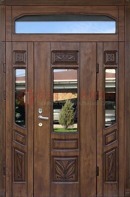 Парадная стальная дверь Винорит со стеклом и резьбой ДПР-97 в Твери
