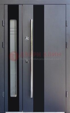 Серая стальная дверь со стеклом ДС-11 в Твери