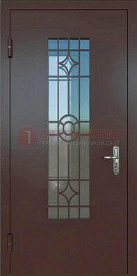 Входная металлическая дверь со стеклом для дома ДС-6 в Твери