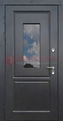 Чёрная металлическая дверь со стеклом ДС-77 в Твери