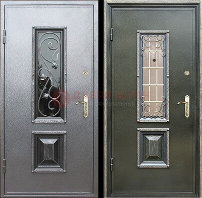 Звукоизоляционная металлическая дверь со стеклом и ковкой ДСК-12 в Твери