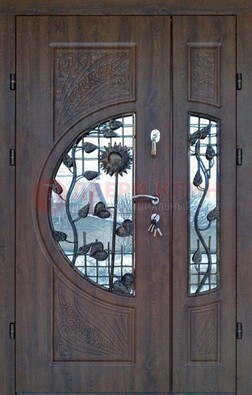 Входная дверь стекло с ковкой и резьбой ДСК-202 в Твери