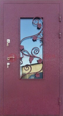 Железная дверь Порошок со стеклом и ковкой лозы ДСК-220 в Твери
