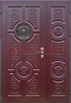 Красная железная дверь Винорит со стеклом и ковкой ДСК-235 в Твери