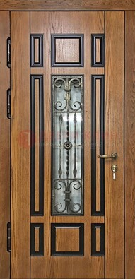 Двухцветная железная дверь Винорит со стеклом и ковкой ДСК-264 в Твери