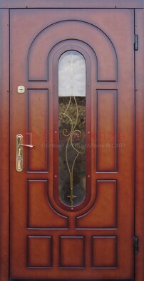 Яркая металлическая дверь Винорит со стеклом и ковкой ДСК-268 в Твери
