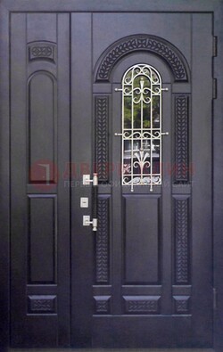 Входная дверь Винорит со стеклом и ковкой с узором ДСК-270 в Твери