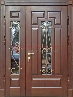 Стальная распашная дверь Винорит стекло и ковка ДСК-274 в Твери