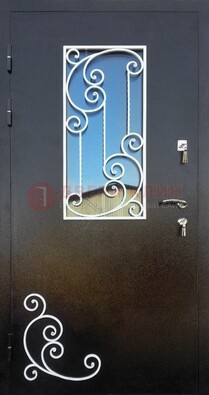 Входная дверь Порошок со стеклом и ковкой ДСК-278 в Твери