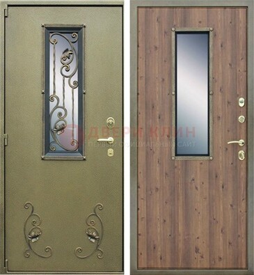 Офисная железная дверь со стеклом и ковкой ДСК-44 в Твери