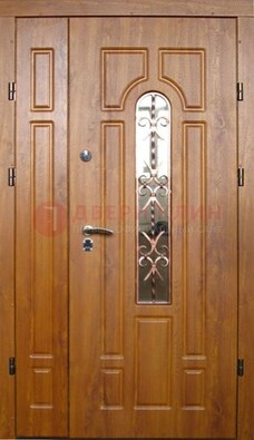 Стальная дверь со стеклом и цветной ковкой ДСК-78 для панельного дома в Твери