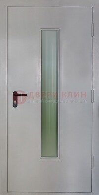 Белая металлическая техническая дверь со стеклянной вставкой ДТ-2 в Твери