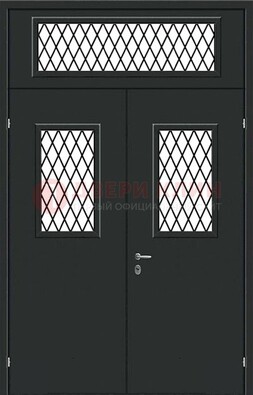 Черная железная тамбурная дверь с декоративными вставками ДТМ-16 в Твери