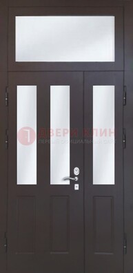 Черная тамбурная дверь со стеклянными вставками ДТМ-38 в Твери
