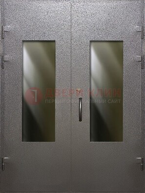 Серая тамбурная дверь со стеклянными вставками ДТМ-8 в Твери