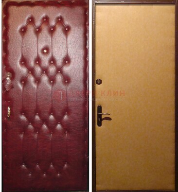 Бордовая металлическая дверь с винилискожей ДВ-1 в Твери