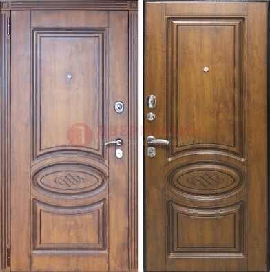 Коричневая металлическая дверь с виноритом ДВТ-10 в Белгороде