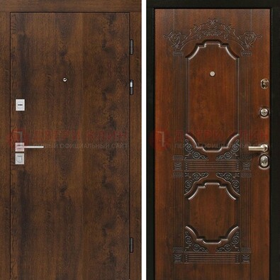 Стальная темная филенчатая дверь с виноритом и белой МДФ ДВТ-139 в Твери
