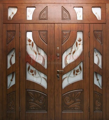 Элитная двухстворчатая дверь с витражным стеклом ДВТ-173 в Твери