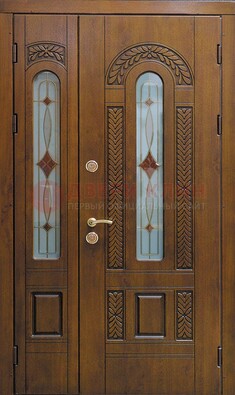 Темная стальная дверь с виноритом и стеклом ДВТ-179 в Твери