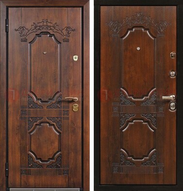 Коричневая железная дверь с виноритом и узором ДВТ-211 в Твери