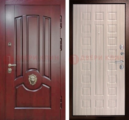 Темно-красная входная дверь с виноритом ДВТ-234 в Твери