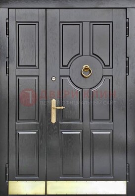 Черная металическая дверь с виноритом для дома ДВТ-241 в Твери