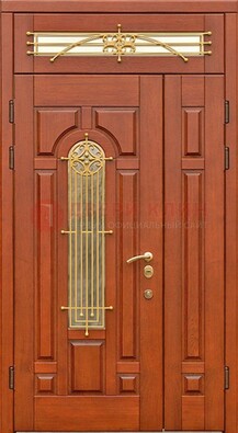 Коричневая металлическая дверь с виноритом и филенкой ДВТ-47 в Твери