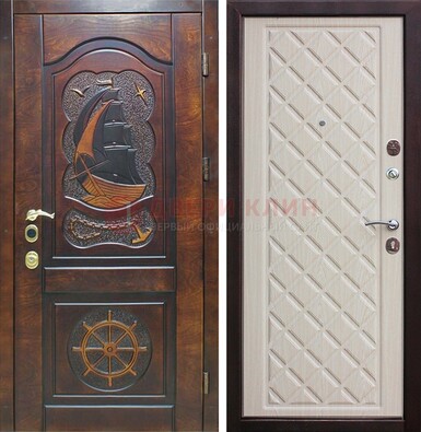 Темная железная дверь с виноритом и филенкой ДВТ-54 в Твери