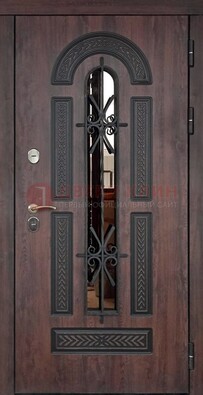 Темная стальная дверь с виноритом и узором ДВТ-57 в Твери