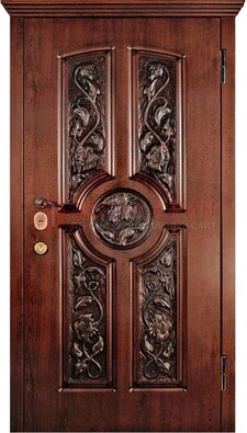 Филенчатая металлическая дверь с виноритом и резьбой ДВТ-69 в Твери
