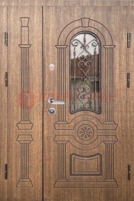Железная классическая дверь с терморазрывом и МДФ Миланский орех ДВТ-77 в Твери