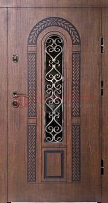 Стальная коричневая дверь с виноритом и МДФ ДВТ-81 в Твери