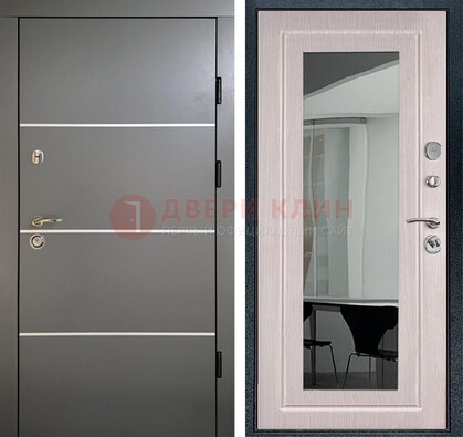 Черная металлическая дверь с зеркалом ДЗ-12 в Белгороде