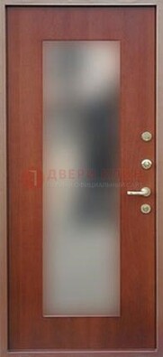 Коричневая железная дверь с зеркалом ДЗ-14 в Твери