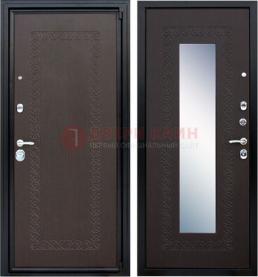 Темная стальная дверь с зеркалом ДЗ-20 в Твери