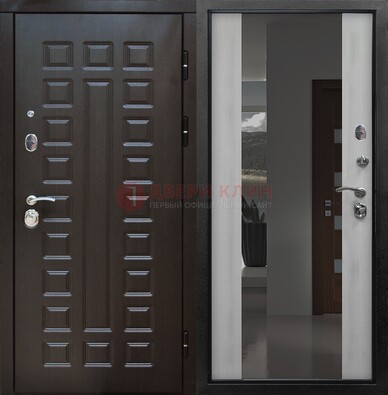 Коричневая металлическая дверь с зеркалом ДЗ-22 в Твери